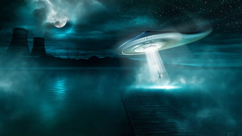Ufo Abducting Person — Blue
