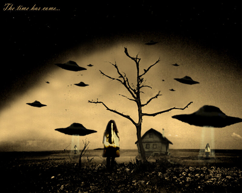 UFO abduction scene