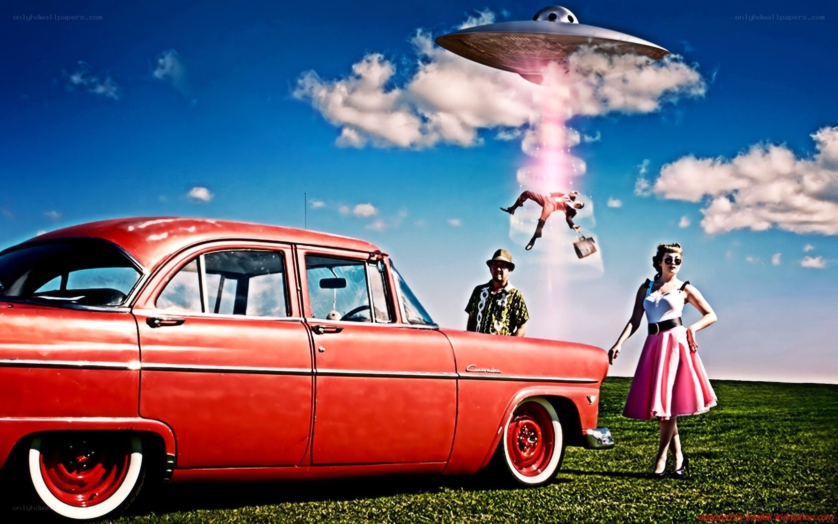 UFO abducts man in field