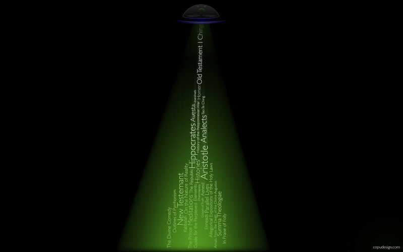 UFO beam with text