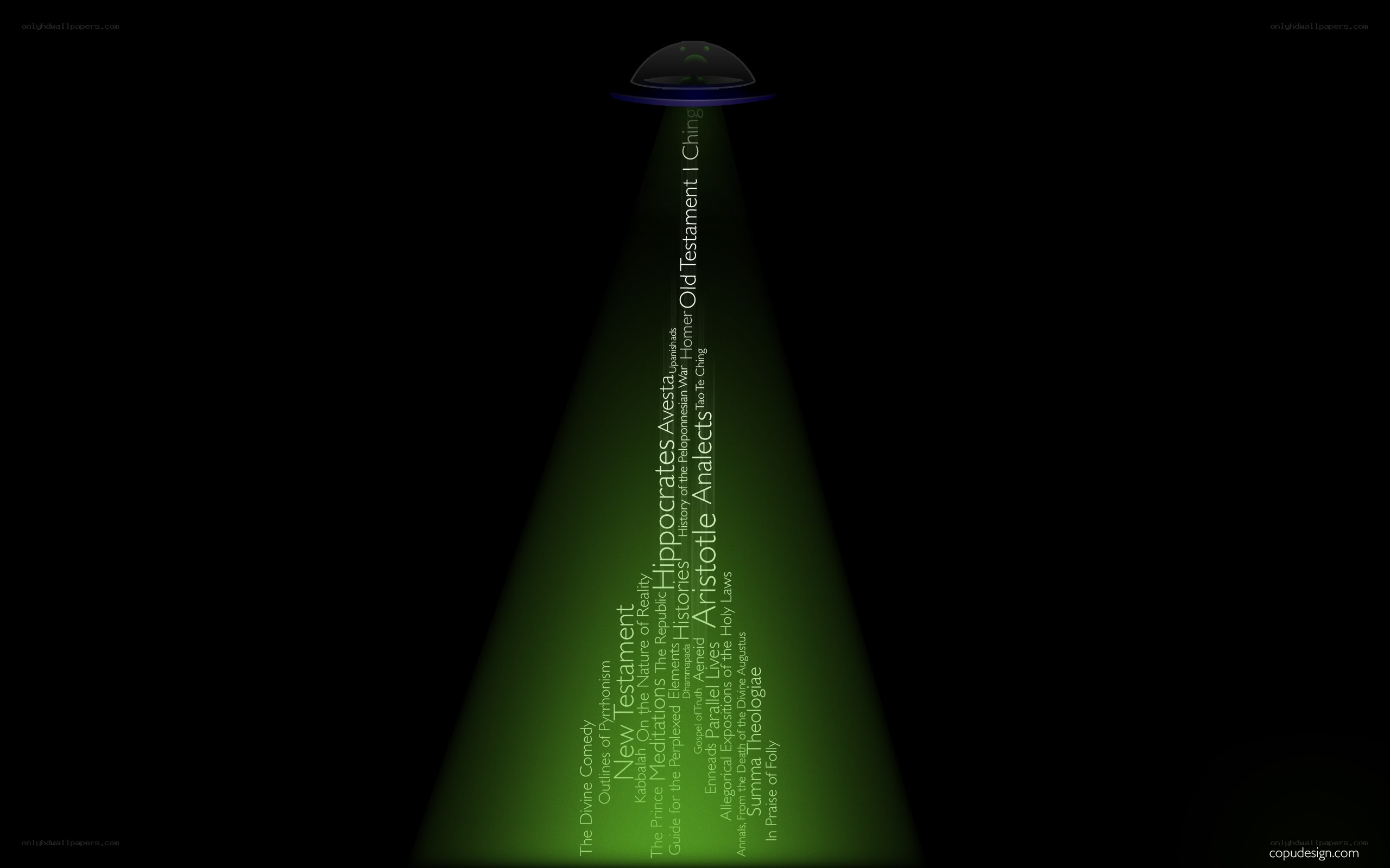 UFO beam with text