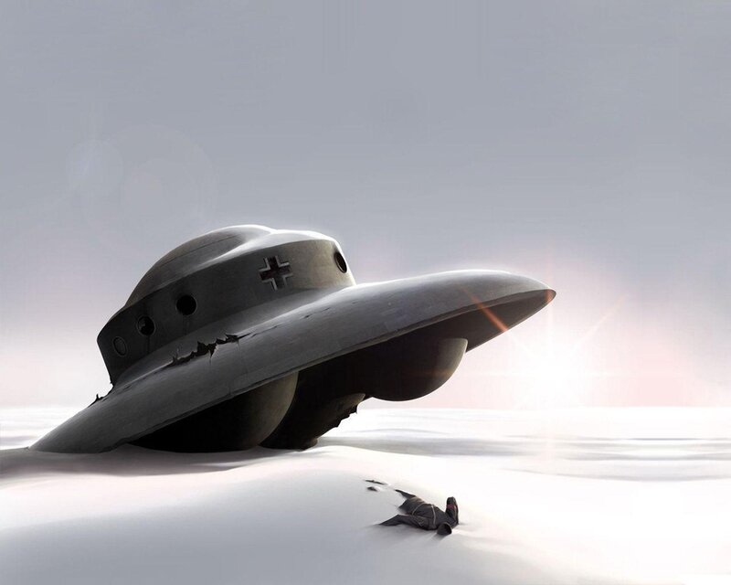 UFO crash in snowy landscape