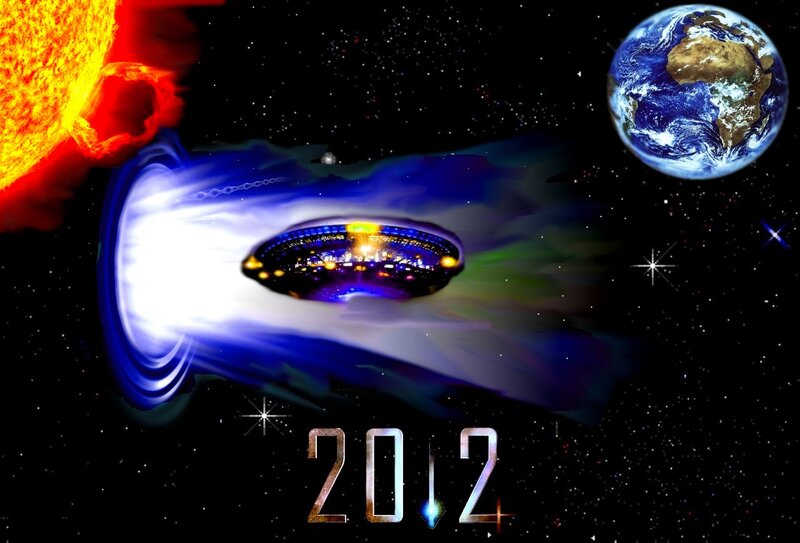 UFO Flying Through Space — Blue