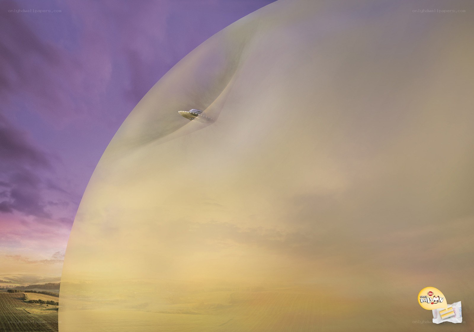 UFO in a giant bubble
