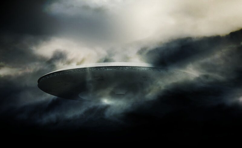 UFO in Clouds — Gray