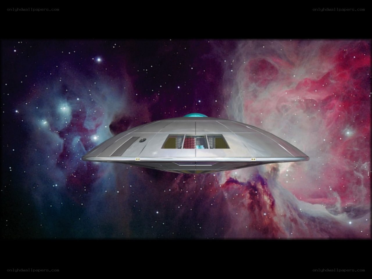 UFO in nebula space