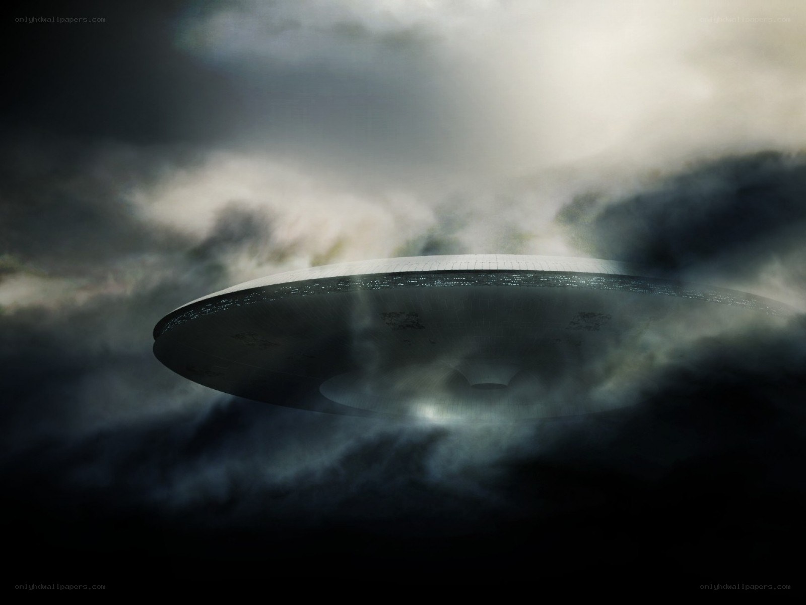 UFO in stormy clouds