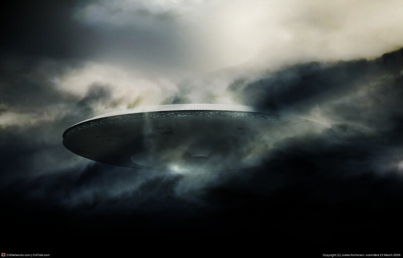 UFO in stormy clouds