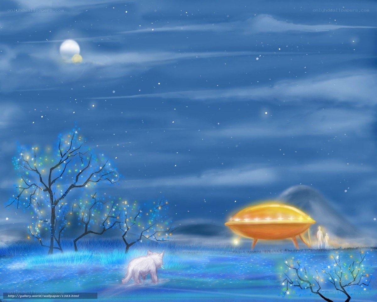 UFO landing on a starry night