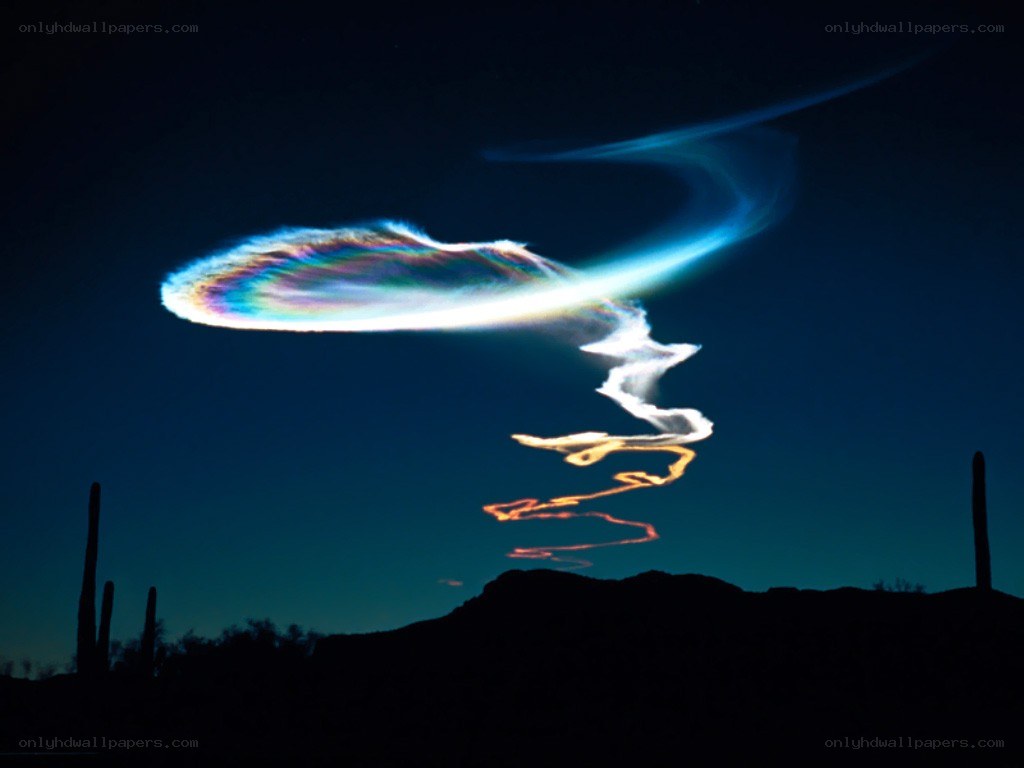 UFO light trail over desert