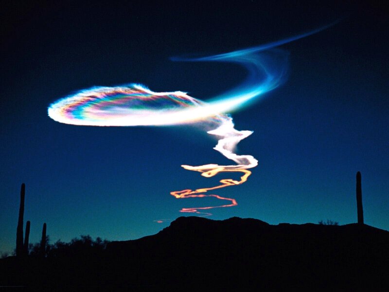 UFO light trail over desert
