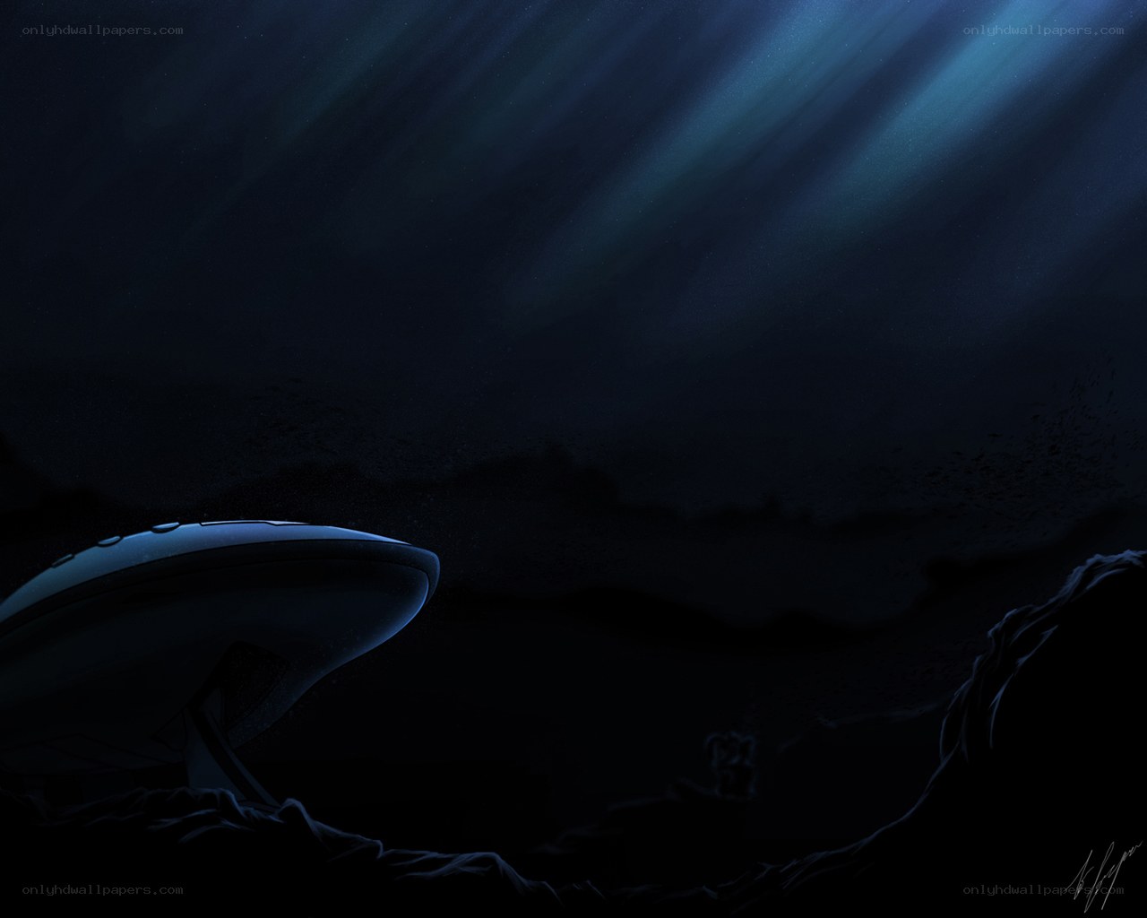 UFO on alien planet