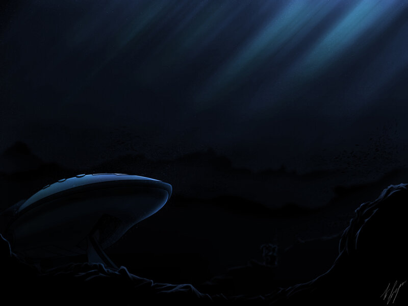 UFO on alien planet