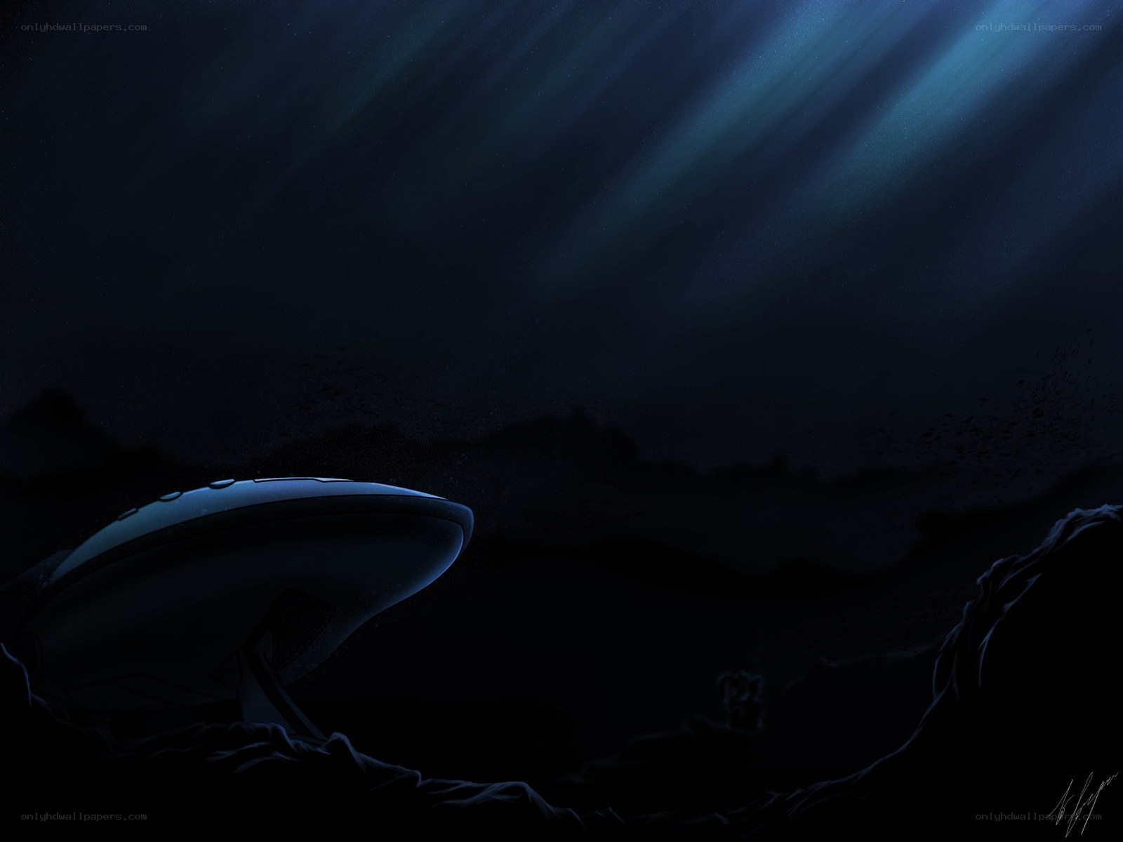UFO on alien planet