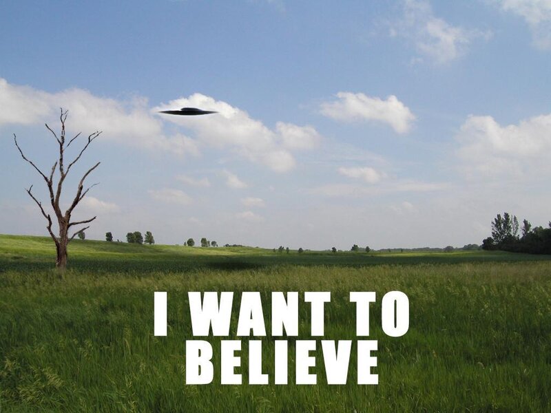 UFO over a green field