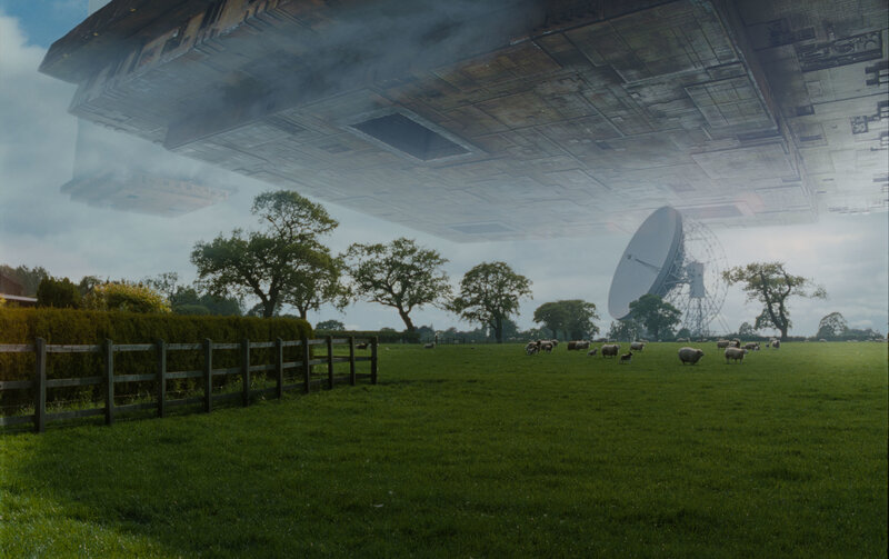 UFO over a pastoral field