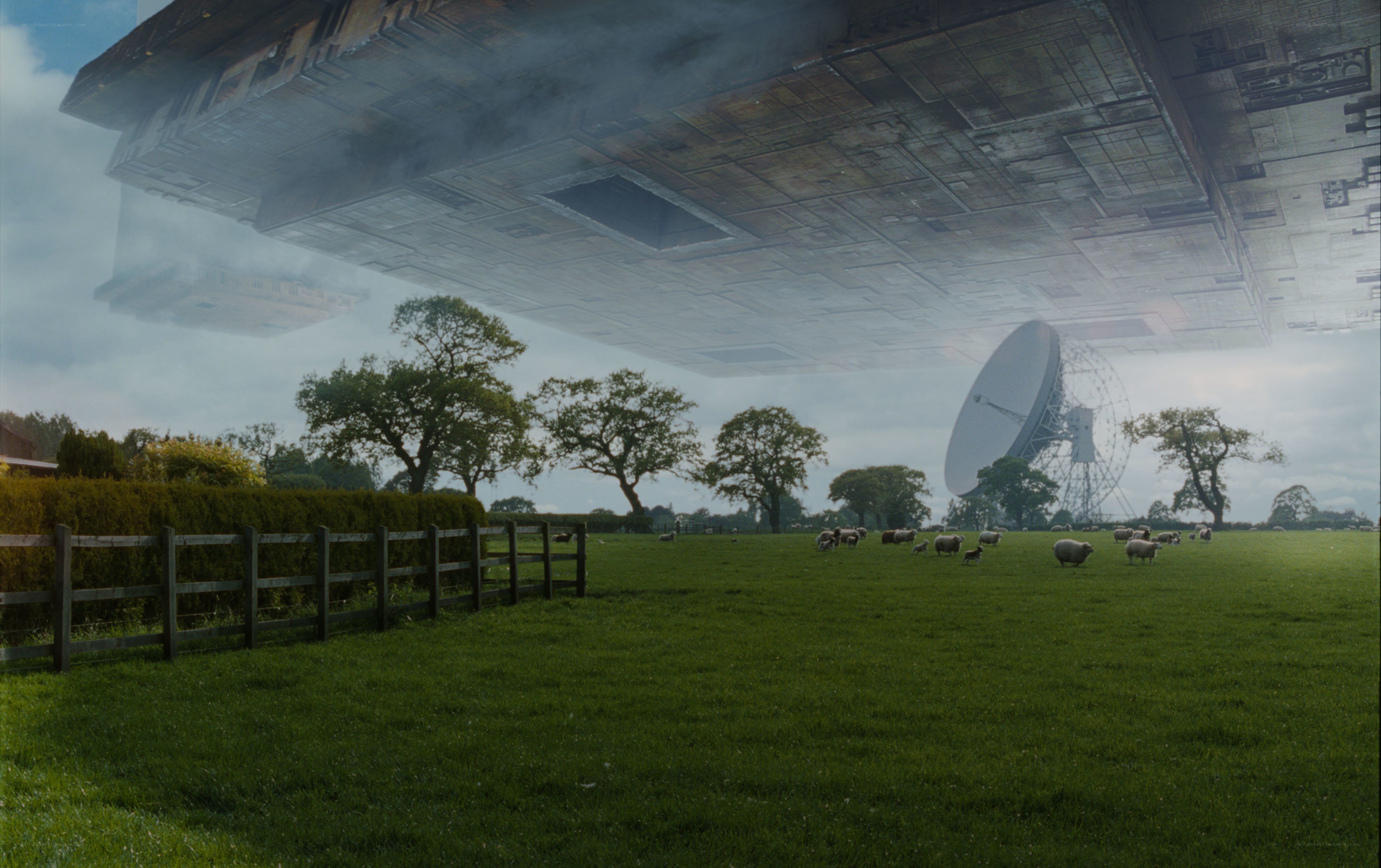 UFO over a pastoral field