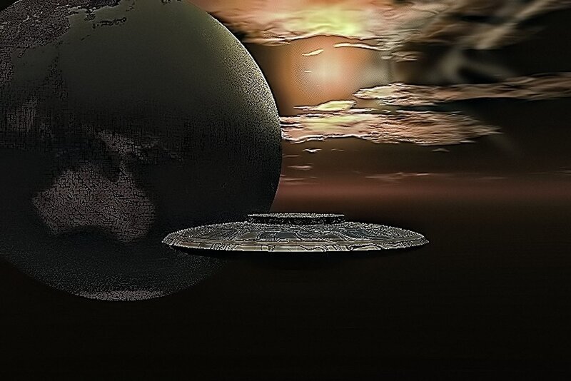 UFO over a planet
