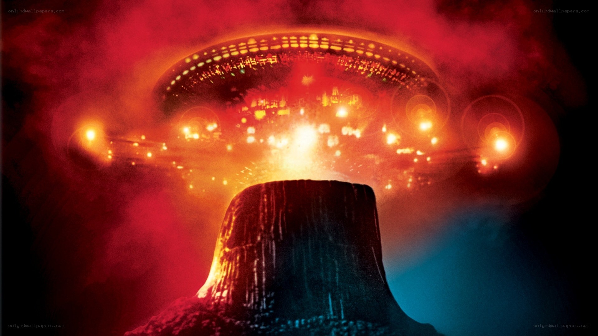UFO over a rock formation