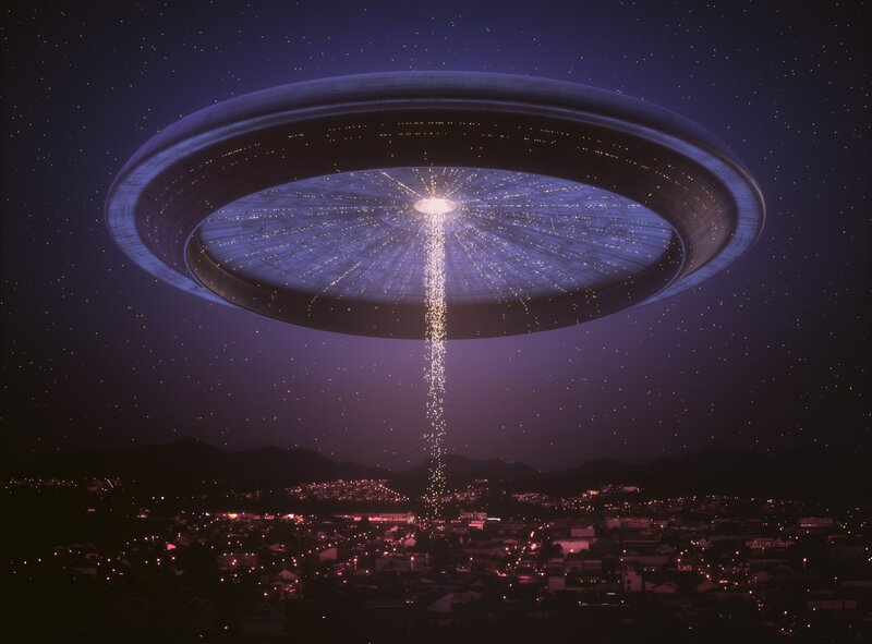 UFO over City — Purple