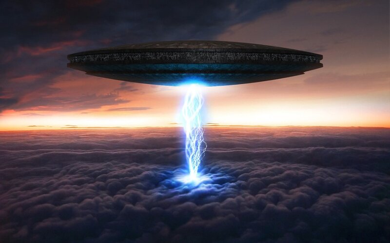 Ufo over Clouds — Blue, Dramatic