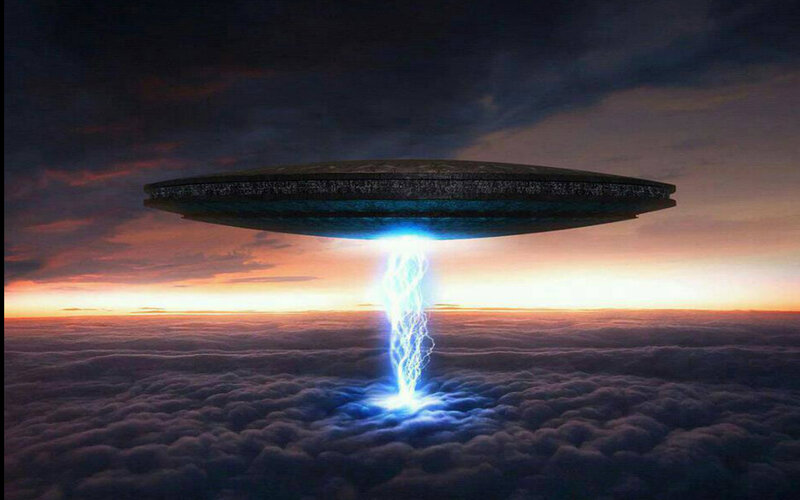UFO over Clouds — Blue