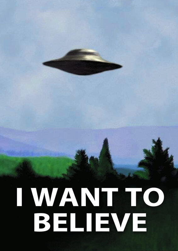 UFO over forest landscape