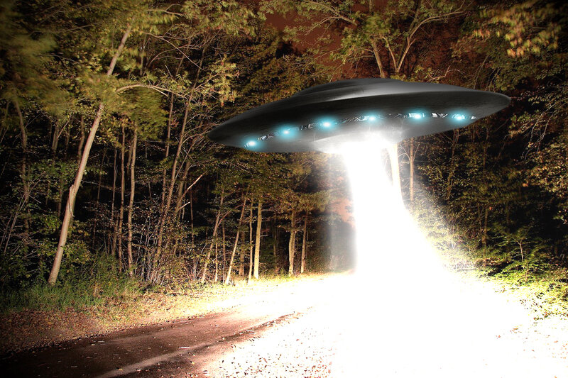 UFO over Forest Road