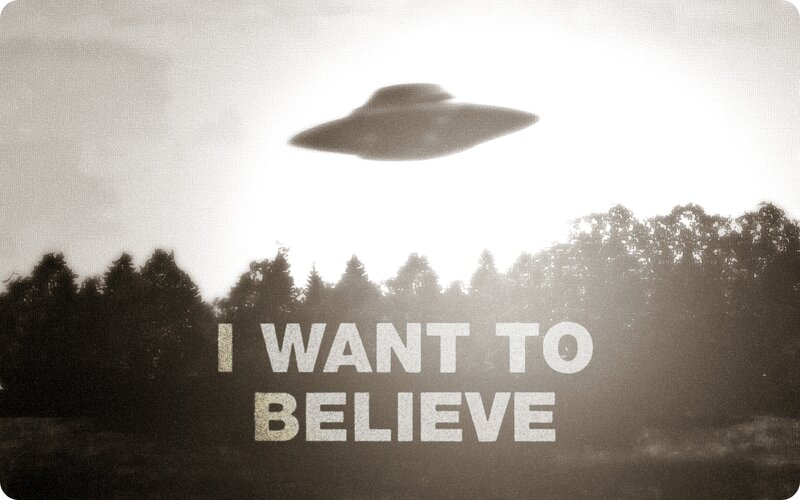 ufo over forest scene