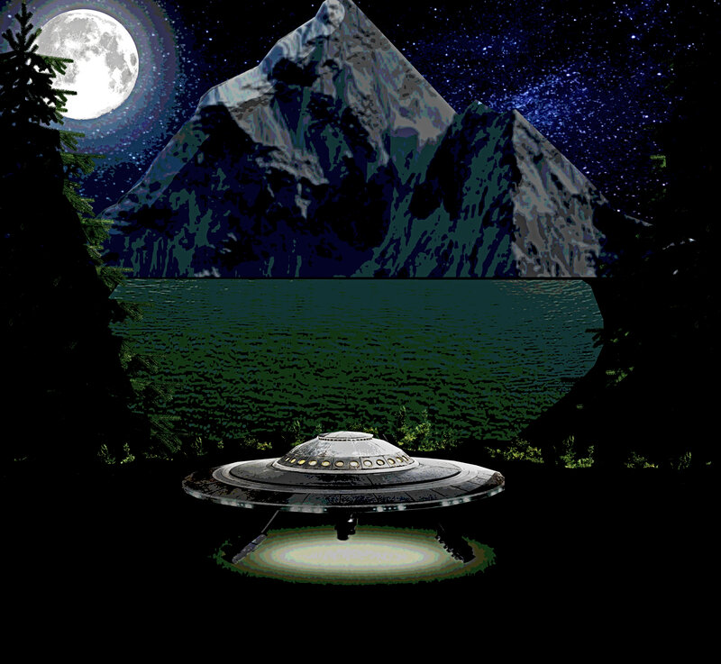 Ufo over Lake — Green