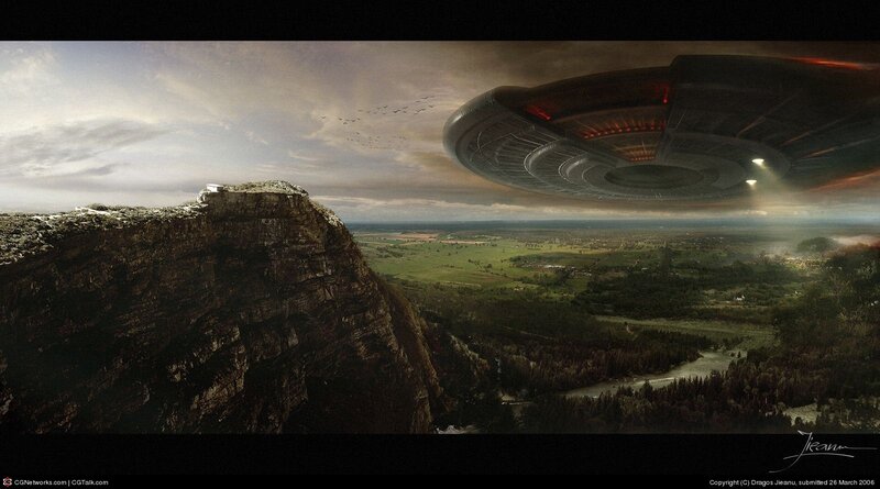 Ufo over Landscape — Green