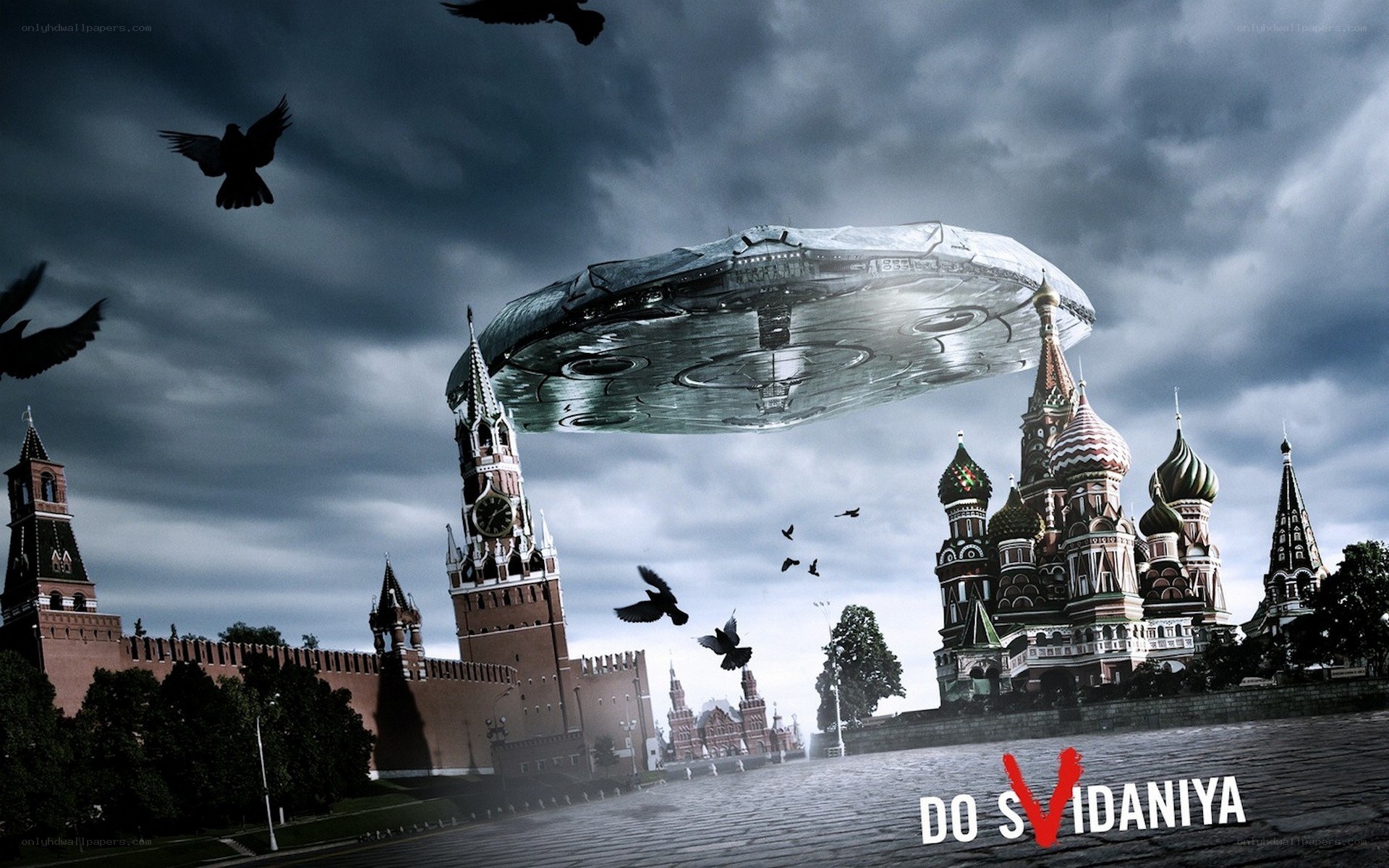 UFO over Moscow landmarks