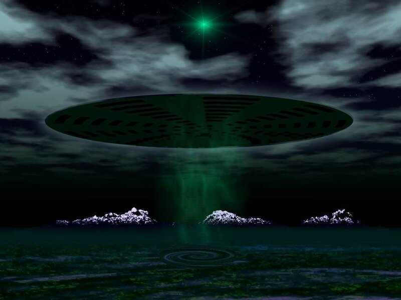 UFO over mountain landscape