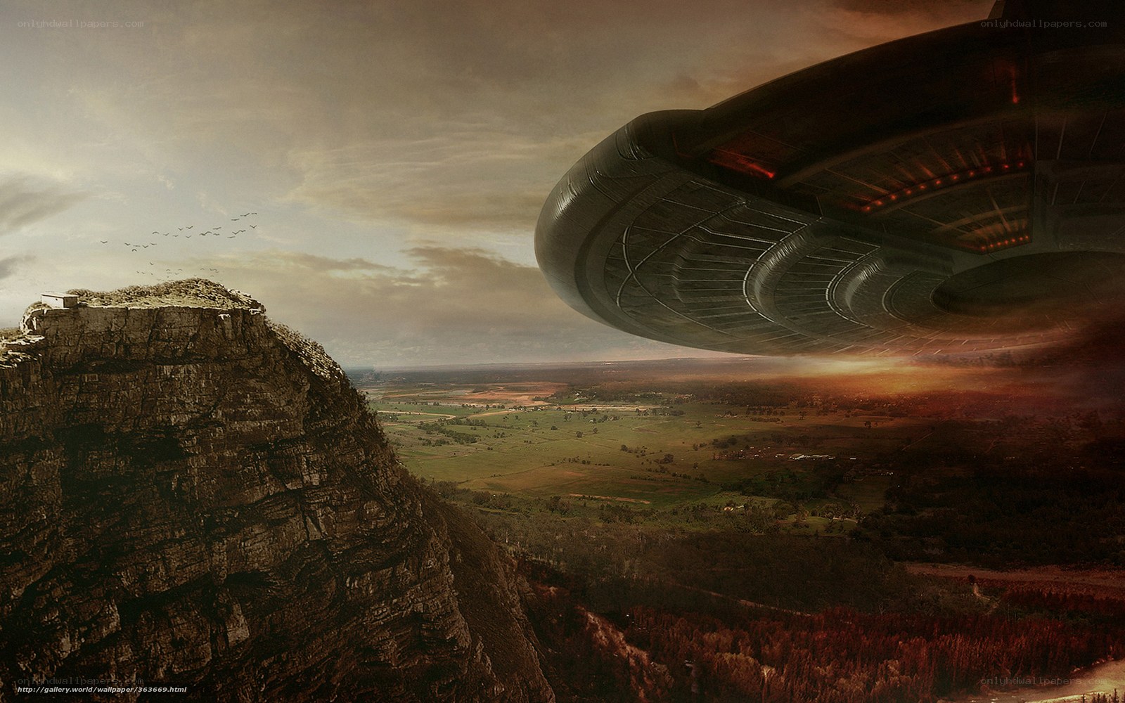 UFO over mountain landscape