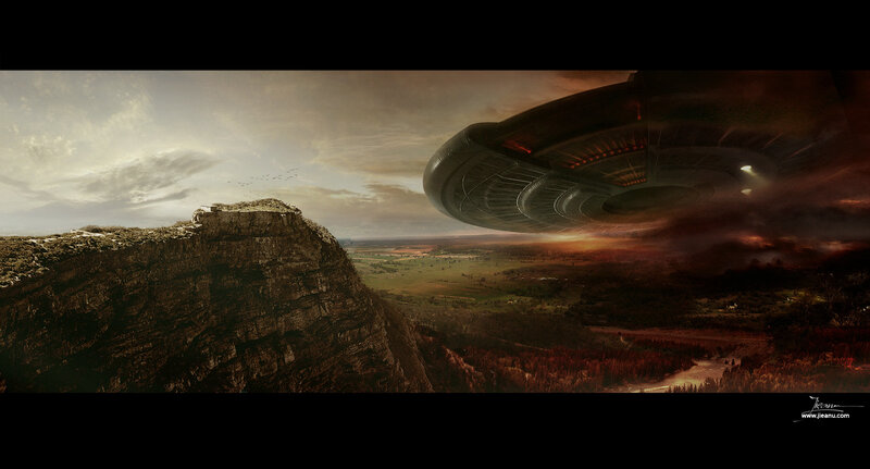 UFO over Rocky Cliff