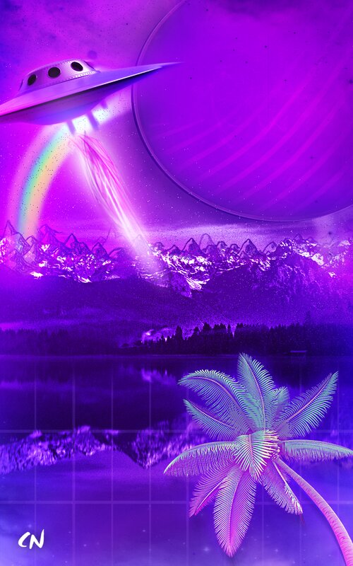 UFO over Tropical Landscape