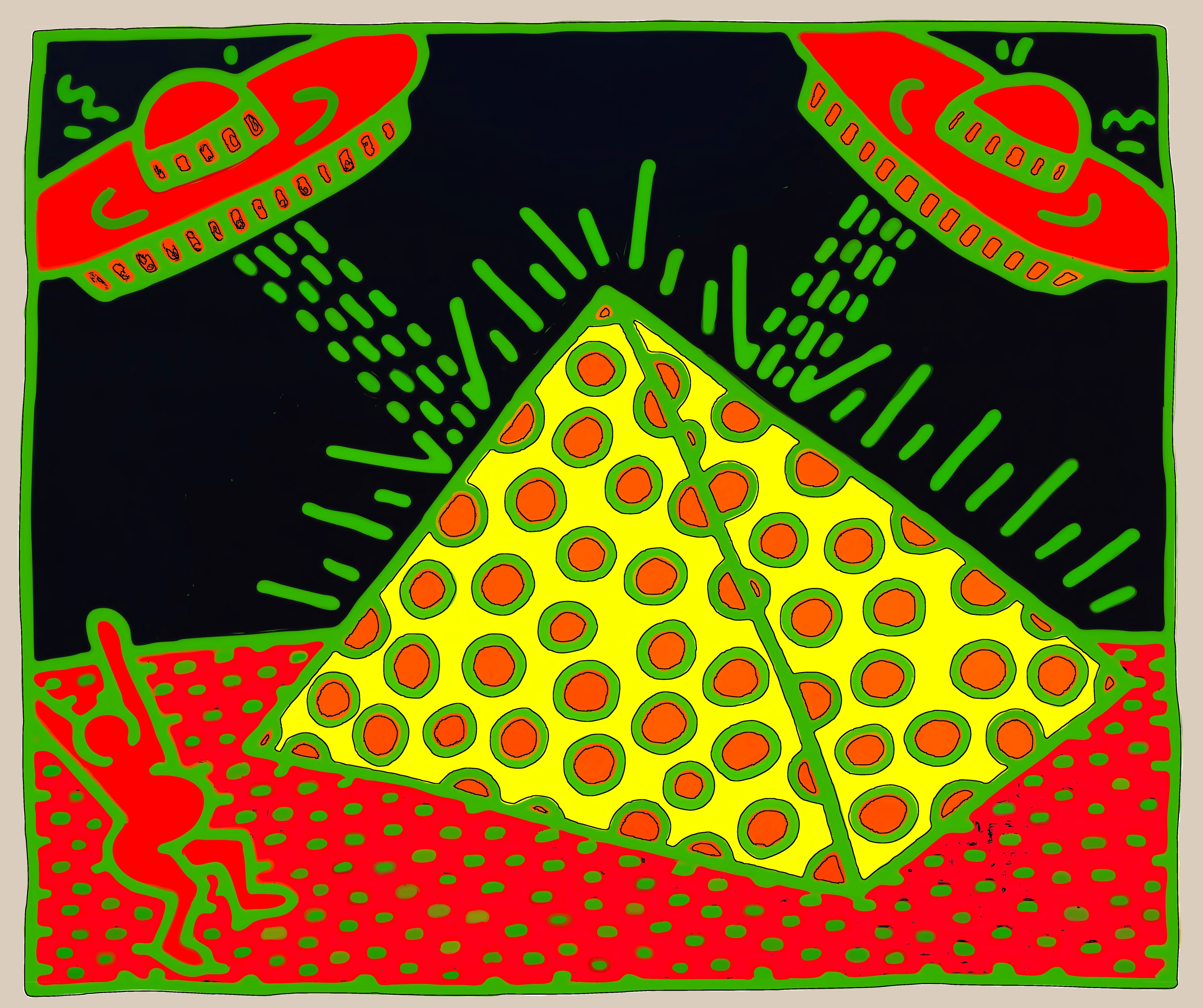UFOs abducting a pyramid