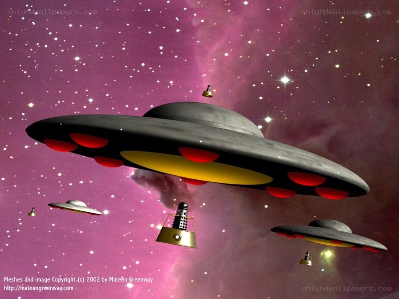UFOs in a starry sky