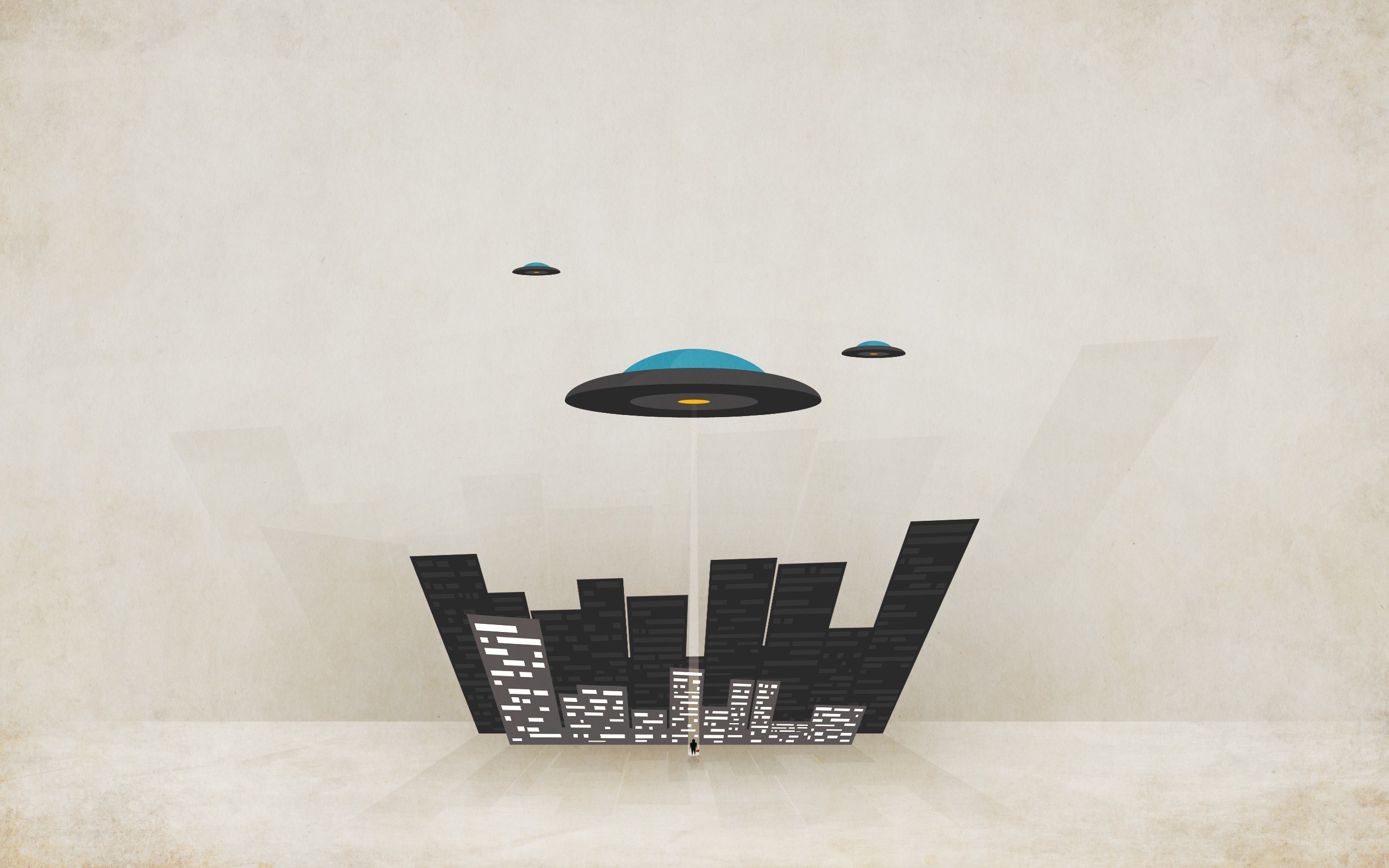 UFOs over a city