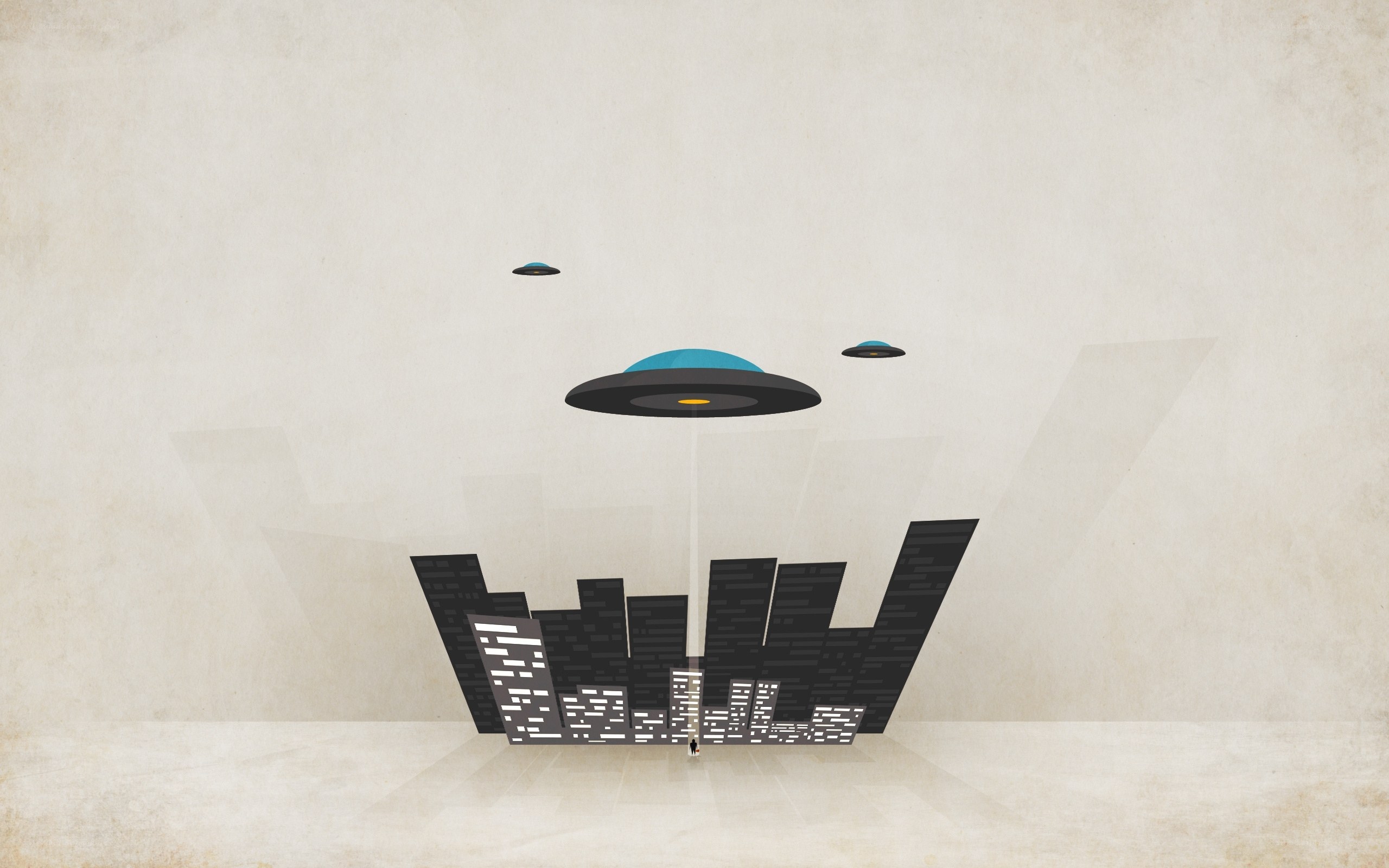 UFOs over a city