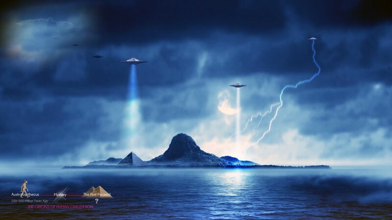 UFOs over Ancient Pyramid