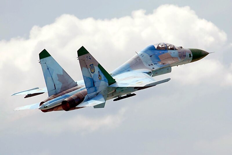 Ukrainian Fighter Jet — Blue, Dynamic, Afternoon