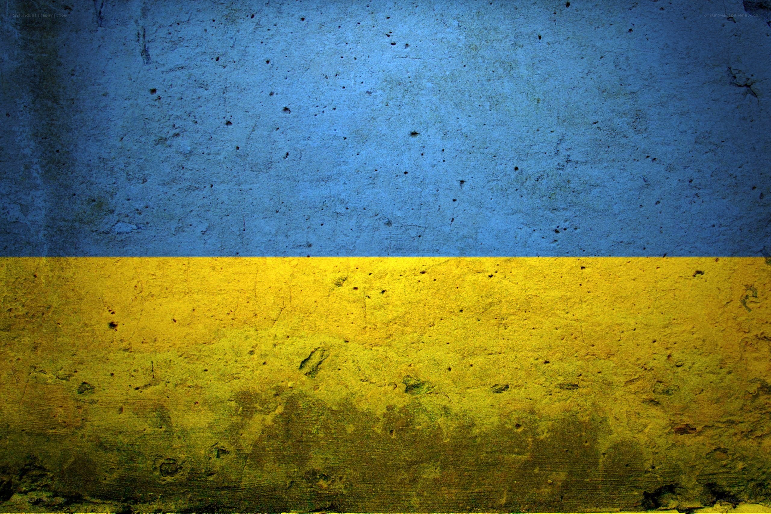 Ukrainian flag on concrete wall