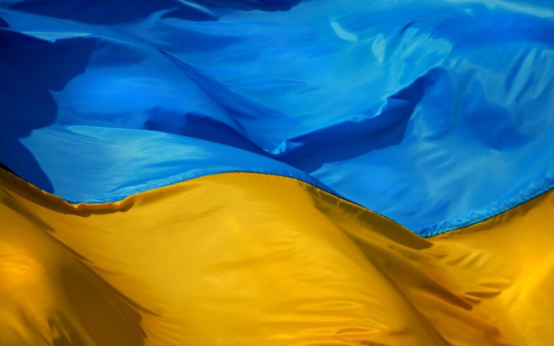 Ukrainian flag waving