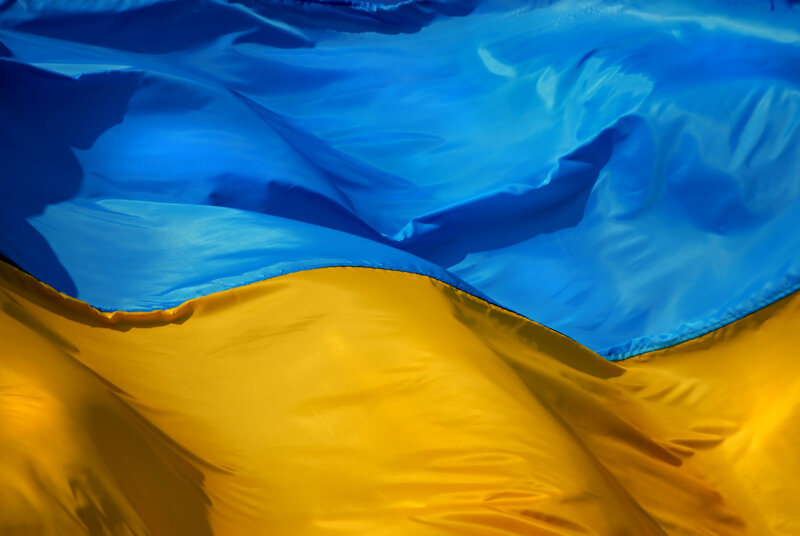 Ukrainian Flag Waving — Blue