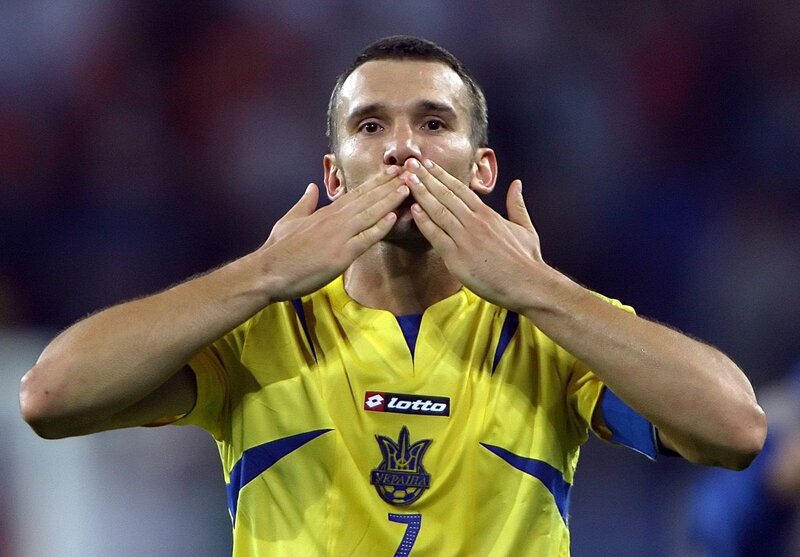 Ukrainian football player celebrating