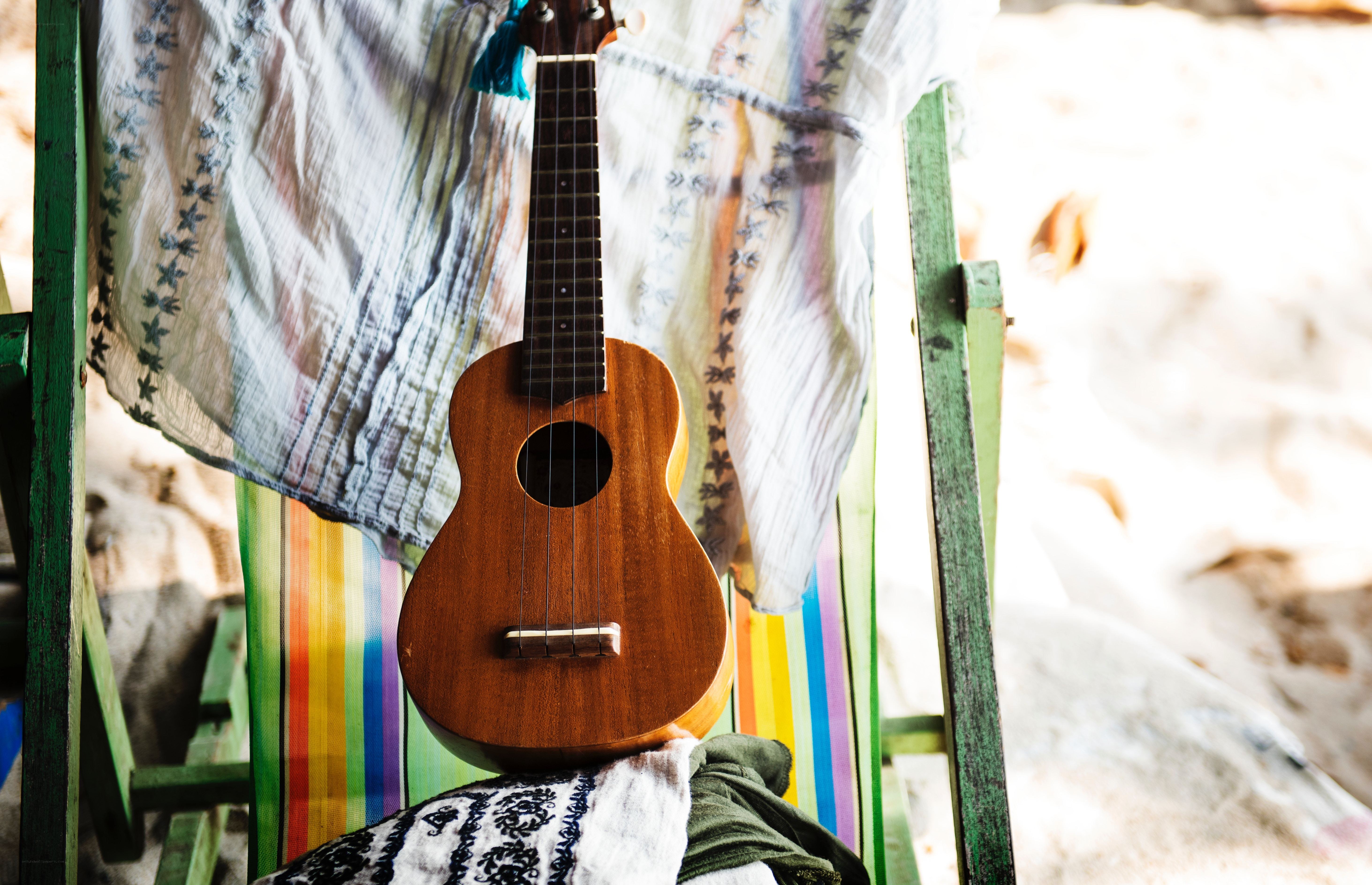 Ukulele on a beach chair