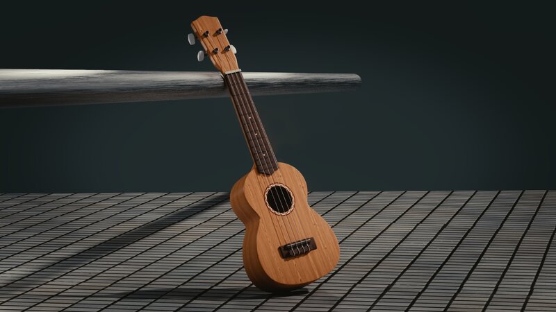 Ukulele on a tiled surface