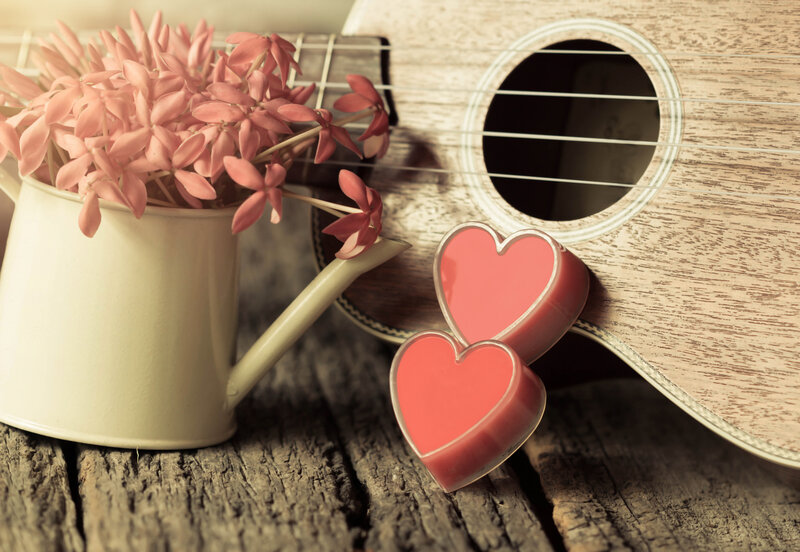 Ukulele with Flowers — Pink