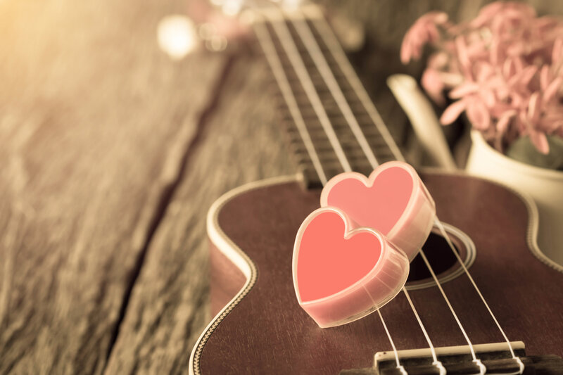 Ukulele with Heart Decorations